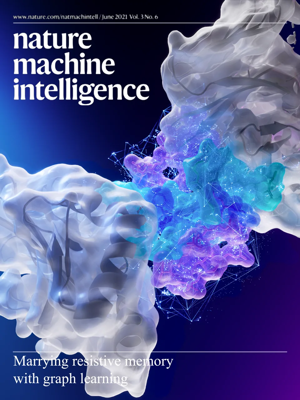 Nature Machine Intelligence AI 蛋白质位点预测封面视觉设计
