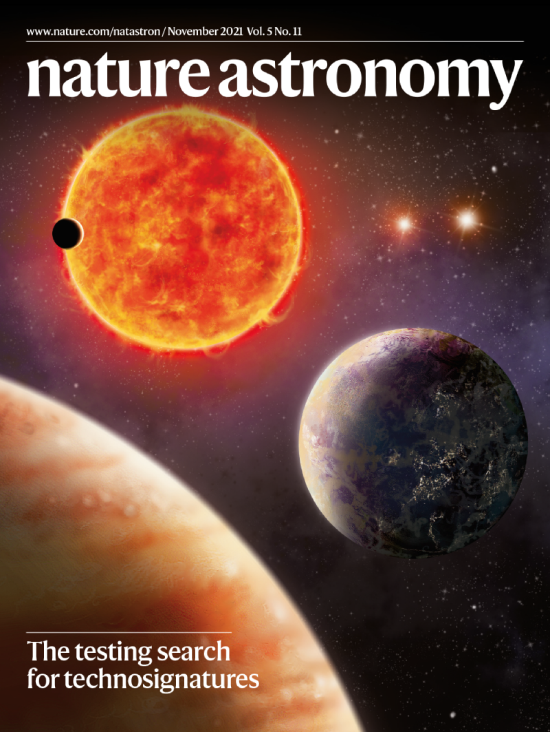 Nature Astronomy 封面描绘行星围绕恒星运行的艺术构想
